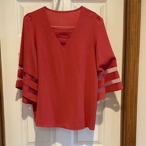 Elegant Red V-Neck Women's Top